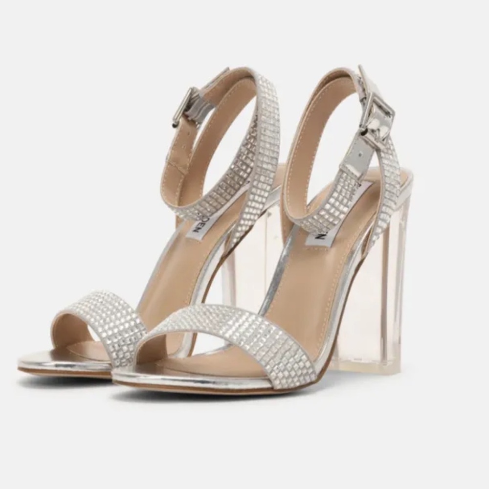 Brand New Steve Madden Gorgeous Rhinestone Heels with Clear Block 10 - Picture 4 of 17